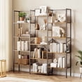 thumbnail image 1 of Studyset Triple Column 5-Tier Bookshelf,Bookcase W/14 Display Shelves, Rustic Industrial Bookshelf with Frame, Modern Wide Large Book Shelf Book Case, Ideal for Living Room, Home and Offcie, Black, 1 of 8