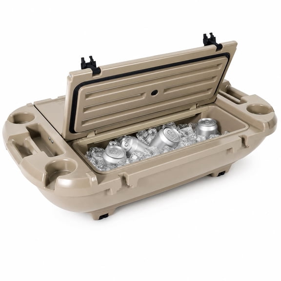 Studyset Waterproof Floating Cooler 40QT – Insulated Dry Storage Ice Chest for Camping, Beach, Kayak, Boating, Picnic – Outdoor Portable Cooler – 40L Khaki, Without Wheels