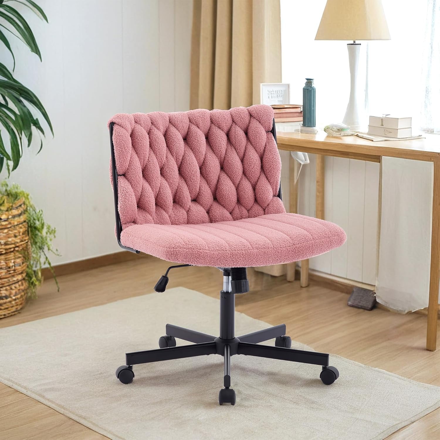 Studyset Wide Seat Desk Chair with Wheels, Criss Cross Legged Home ...