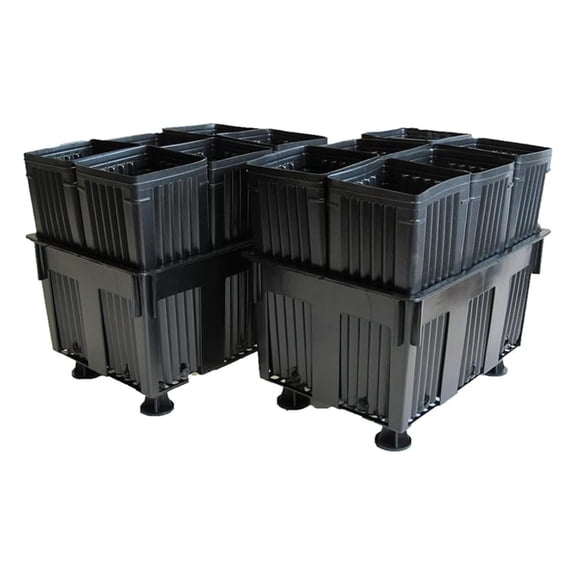 Stuewe & Sons Citrus Treepot Growing Kit CP512CH 5 x 12 Pots with Ribbed Walls and Corner Holes 7.5 Deep Holding Trays 2 Pack