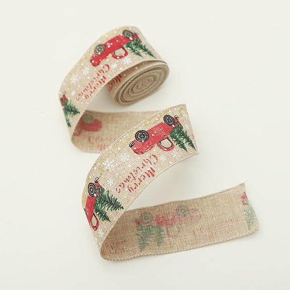 Stuff for 1 Dollar Merry Christmas Text Clip Art Wired Ribbon 5 2.5" by 5 Yards - Red Truck