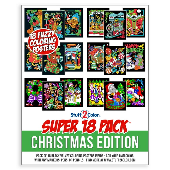 Stuff2Color Christmas Edition Holiday Arts and Crafts Project Fuzzy 9.75" x 7.5" Poster (18 Pack)
