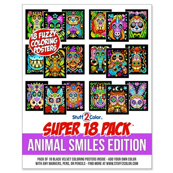 Stuff2Color Fuzzy Animal Smiles 8.6" x 10.9" Posters (18 Pack)