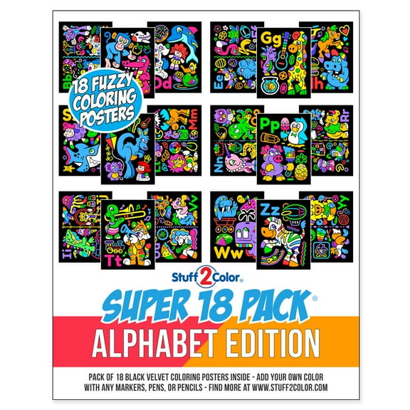 Stuff2Color Super Fuzzy Velvet Coloring Alphabet Edition Posters (18 Pack)
