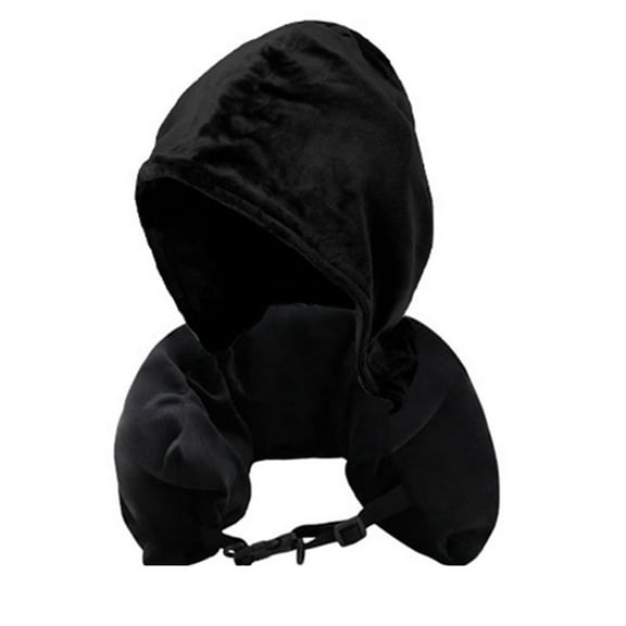Stuffable Neck Pillow for Travel with Hood Adjustable , Ultimate Carry-on Airplane