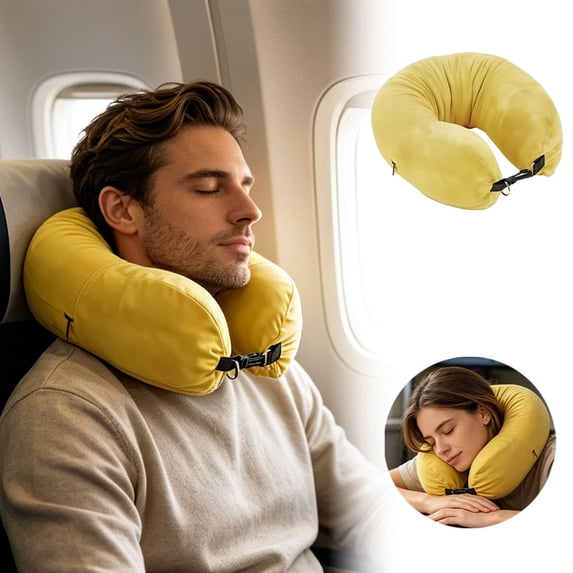 Stuffable Travel Neck Pillow Fillable Storage Bag Holds 8-10 Clothing Items Adjustable Velvet Airplane Rest Cushion for Flights Vacations Car Road Trips