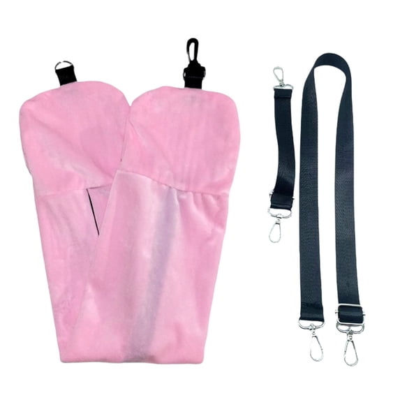 Stuffable Travel Neck Pillow Storage Bag, 38.6 x 7.1 In Crystal Velvet, for Airplane Road Trip and Carry-On Use, Pink