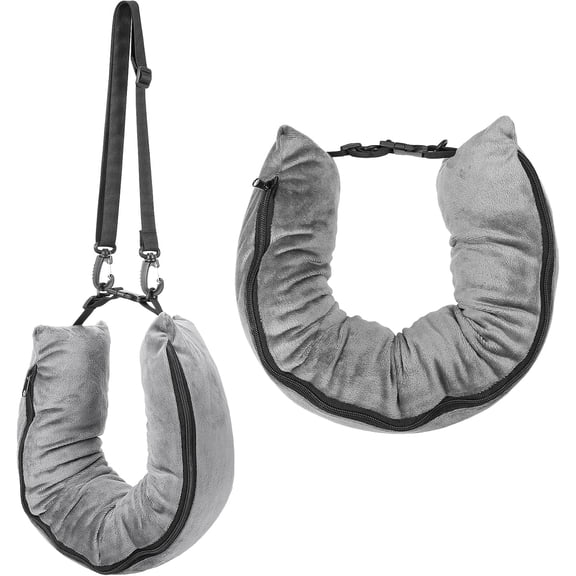 Stuffable Travel Neck Pillow Velvet Stuffable Pillow for Traveling Neck Pillows for Extra Luggage with Adjustable Necks Size Portable Travel Essentials Multifunctional Sleeping Rest Cushion