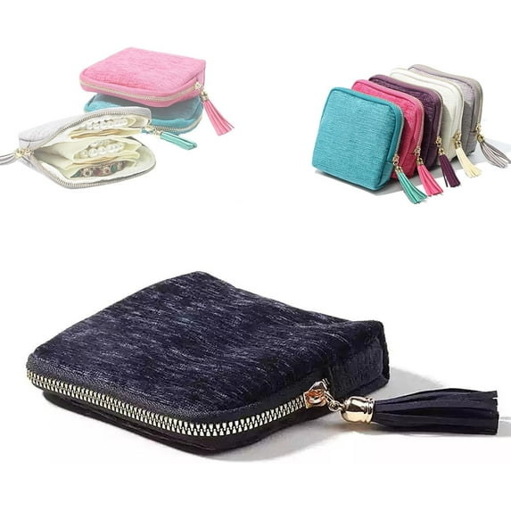 Stuffdatas Travel Jewelry Case, 2026 New Gettoreach Travel Jewelry Case, Mini Portable Jewelry Travel Boxes with Five Compartments (Dark Blue)