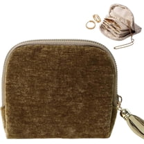 Stuffdatas Travel Jewelry Case, Portable Foldable Box Mini Jewelry Travel Bag with Tassel Zipper Design, Soft Velvet Organizer Pouch for Bangle, Six Compartments