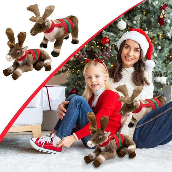 Stuffed Animal under $5!Cagogo Realistic Elks ToysChristmas Stuffed Animal For Holiday Gifts,Plush Reindeer Decor,Soft AnimalToys,Christmas Themed Stuffed Animal,Festive Home Decor,Holiday Plush Gift