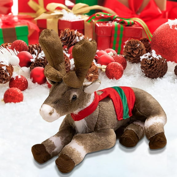 Stuffed Animal under $5!Cagogo Realistic Elks ToysChristmas Stuffed Animal For Holiday Gifts,Plush Reindeer Decor,Soft AnimalToys,Christmas Themed Stuffed Animal,Festive Home Decor,Holiday Plush Gift
