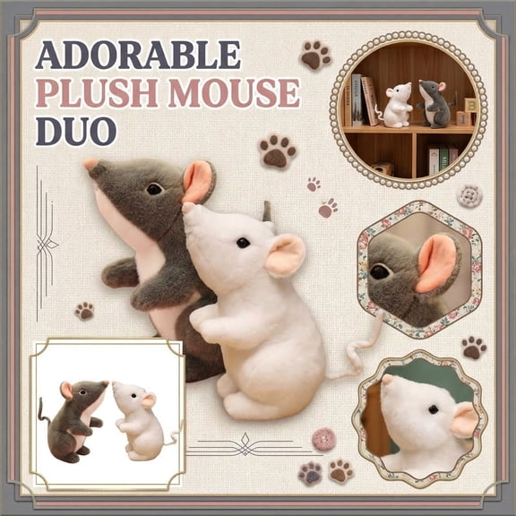 Stuffed Animal, 6 In, Gray, Long Nose, Mouse EarsandTail, Plush Toy, Rat Plush, Stuffed Rat, Cuddle Decor, Animal Ears, 1 Pc