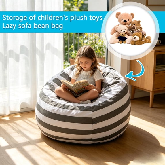 Stuffed Animal Bean Bag Storage with Durable Fabric Construction and Spacious Capacity, Versatile Kids Toys Storage Organizer for Playroom and Bedroom Tidy, Perfect Holiday and