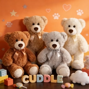 Stuffed Animal Bears 4 Pack Soft Plush Toy Multi Color with Bow Ties Brown Beige White Gray Cuddly Gift for Kids Birthdays Parties