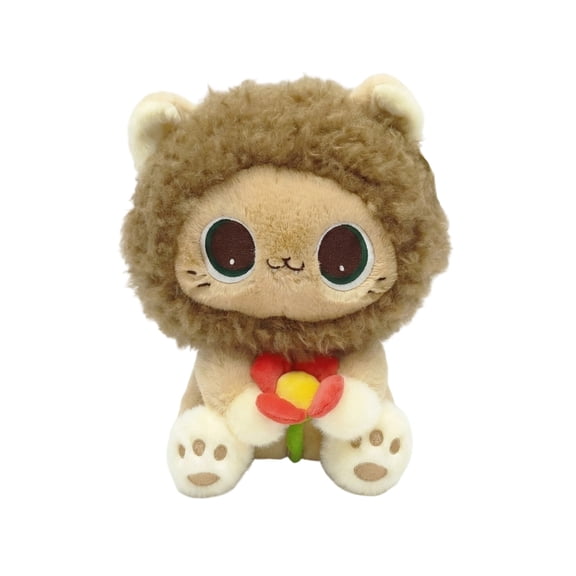 Stuffed Animal Cat, 12 In, Flower Plush, Paw Print, Stuffed Animal Eyes, Soft Stuffed Animal, Animal Nursery Decor, Cat Decor, Cat Toys, Gift for Student, 1 Pc, Light Tan