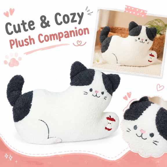 Stuffed Animal Cat, Cat Body Pillow, Anime Cat Plush, Desk Pillow, 17X8 Inch Playful Whimsical Design That Relieves Work Fatigue and Adds A Fun Accent to Your Workspace