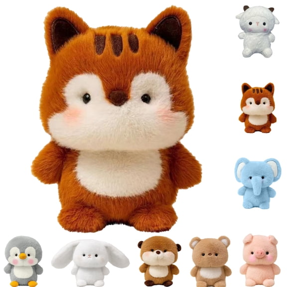 Stuffed Animal Cute Plushies Stuffed Animal Fox Doll Toy Soft Huggable Desk Buddy Decor for Kids Girls Boys Christmas Birthday Gift 12-inch Orange White Cartoon Plush,A