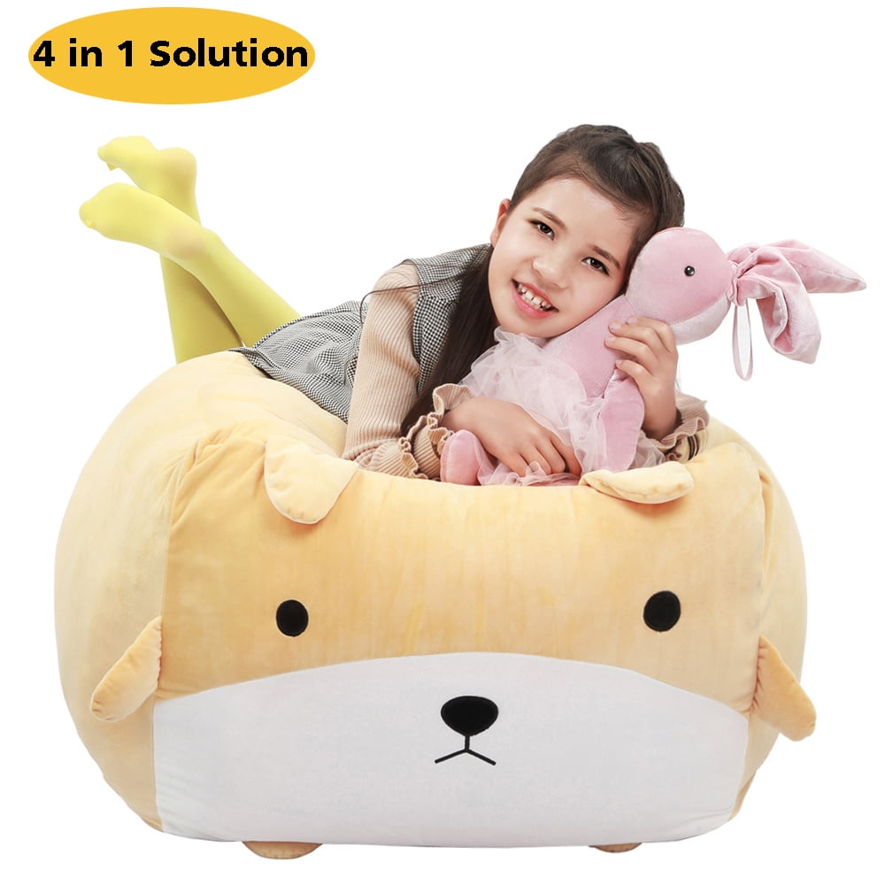Stuffed Animal Dog Storage Bean Bag Chair for Kids Bedroom Decor