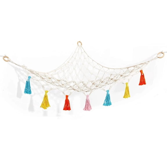 Stuffed Animal Hammock Corner - Toy Storage Hammock Plushie Net Large - Cute Stuff Animals Holder Hanging Organizer - Baby Room Rainbow Decor Kids Toddler Nursery Bedroom