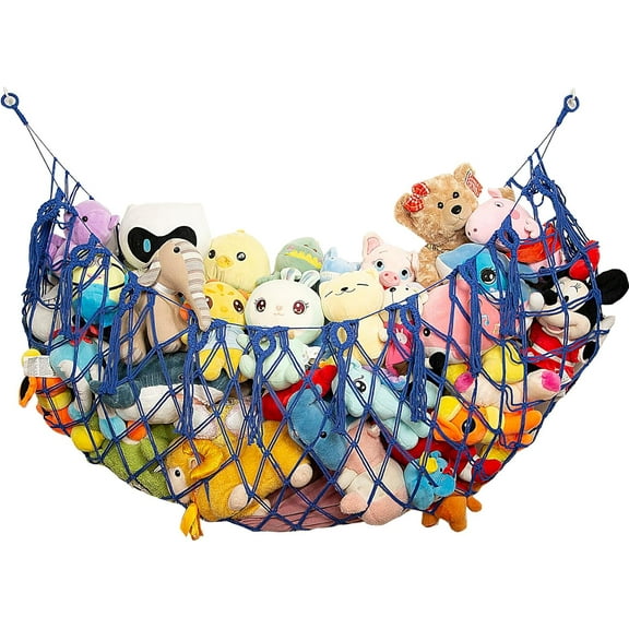Stuffed Animal Hammock Corner Wall Stuffed Animal Net or Hammock for Stuff Animal Storage Plush Toy Holder Boho Macrame Toy Display for Nursery Playroom Kid's Room