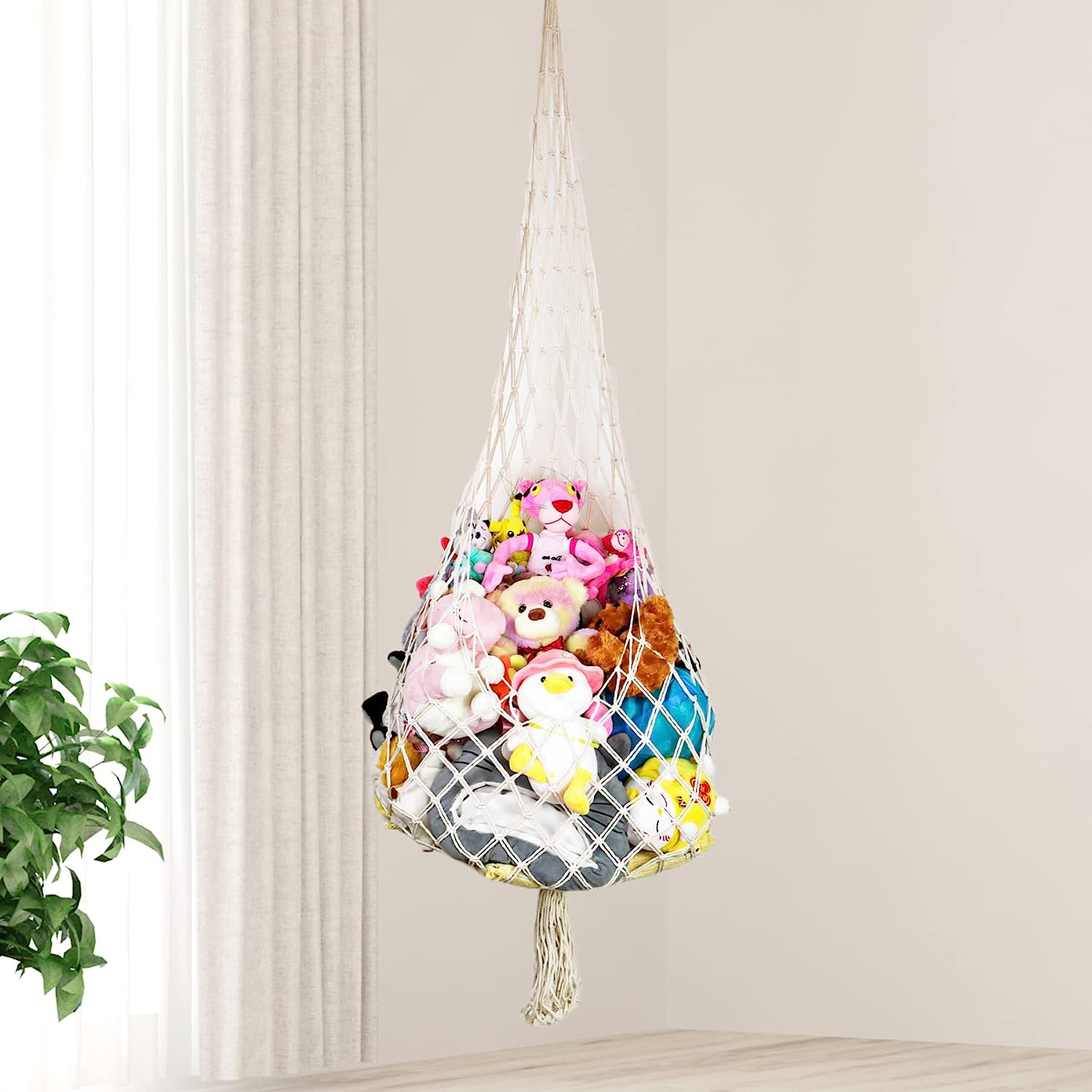 Stuffed Animal Hammock Net, Handwoven Boho Stuffed Animal Storage for
