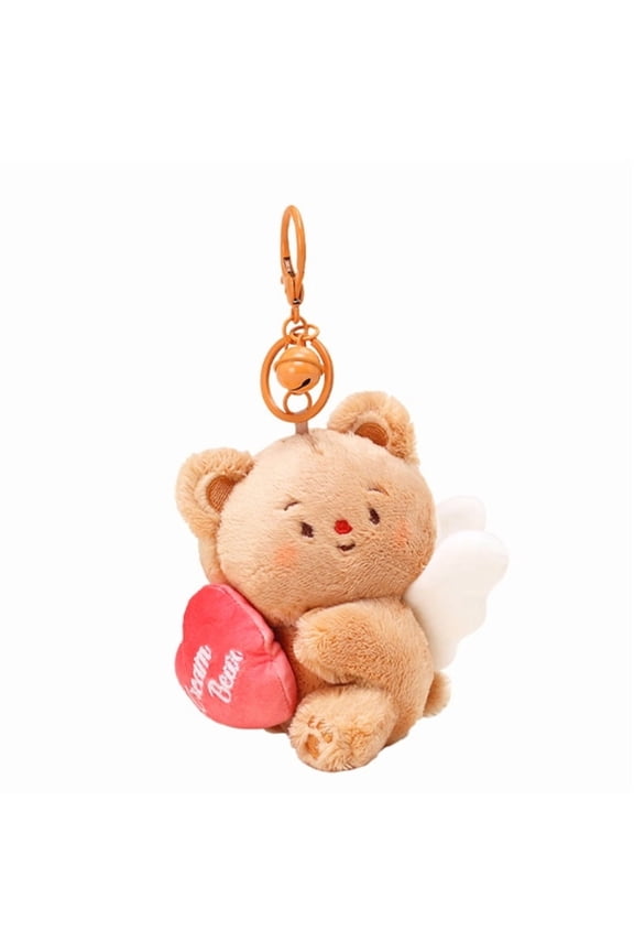 Stuffed Animal Keyring with Stretchable Heart Bear Stylish Keyring with Expandable Bear Delicate Keychain for Key Bag