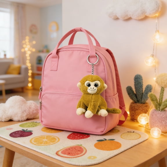 Stuffed Animal Monkey, Monkey Plush, Plush Monkey with Big Eyes, Brown Plush Monkey, Soft 4X3.5X3 in Small Size Plush with Beige Accents, Student Safe Cuddle Toys for Daily