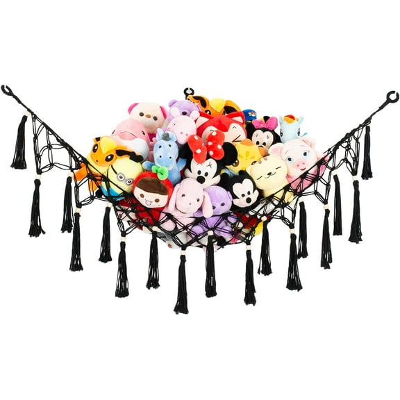 Stuffed Animal Net or Hammock for Flat Wall Mounted Handmade Macrame Toy Display Hanging Plush Toy Net for Stuff Animal Storage