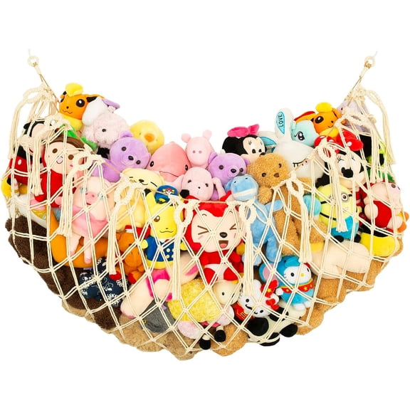 Stuffed Animal Net or Hammock for Flat Wall Mounted Handmade Macrame Toy Display Hanging Plush Toy Net for Stuff Animal Storage
