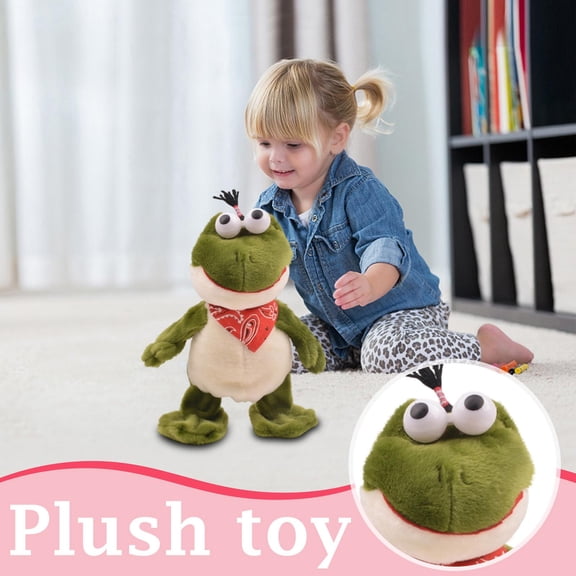 Stuffed Animal Plush Toys, Singing Interactive Toys, Dancing Movement Plush, Motion Activated Noise Making Toys, 14X6X4 in Soft Plush Fabric Frog Figure with Random Color Bandana