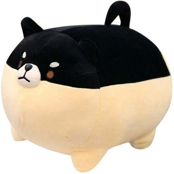 Stuffed Animal Shiba Inu Plush Toy Anime Corgi Kawaii Plush Dog Soft Pillow, Plush Toy Gifts for Boys Girls (Black, 15.7")