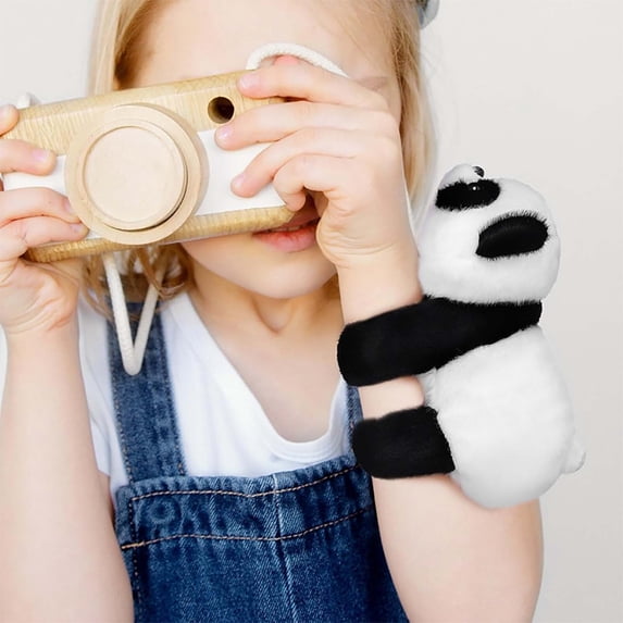 Stuffed Animal Slap Bracelets for Kids, 7 Inch Plush Animal Wrist for Boy Girl Birthday Gifts,Thanksgiving Christmas Birthday Gifts for Boys and Girls Party(Black)