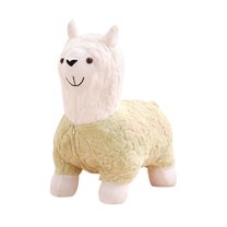Stuffed Animal Stool Footrest Cute Llama Upholstered Change Shoe Footstool Wood Multifunctional Sofa Tea Stool For Living Room Bedroom Porch