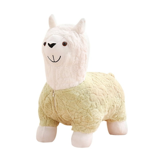 Stuffed Animal Stool Footrest Cute Llama Upholstered Change Shoe Footstool Wood Multifunctional Sofa Tea Stool For Living Room Bedroom Porch