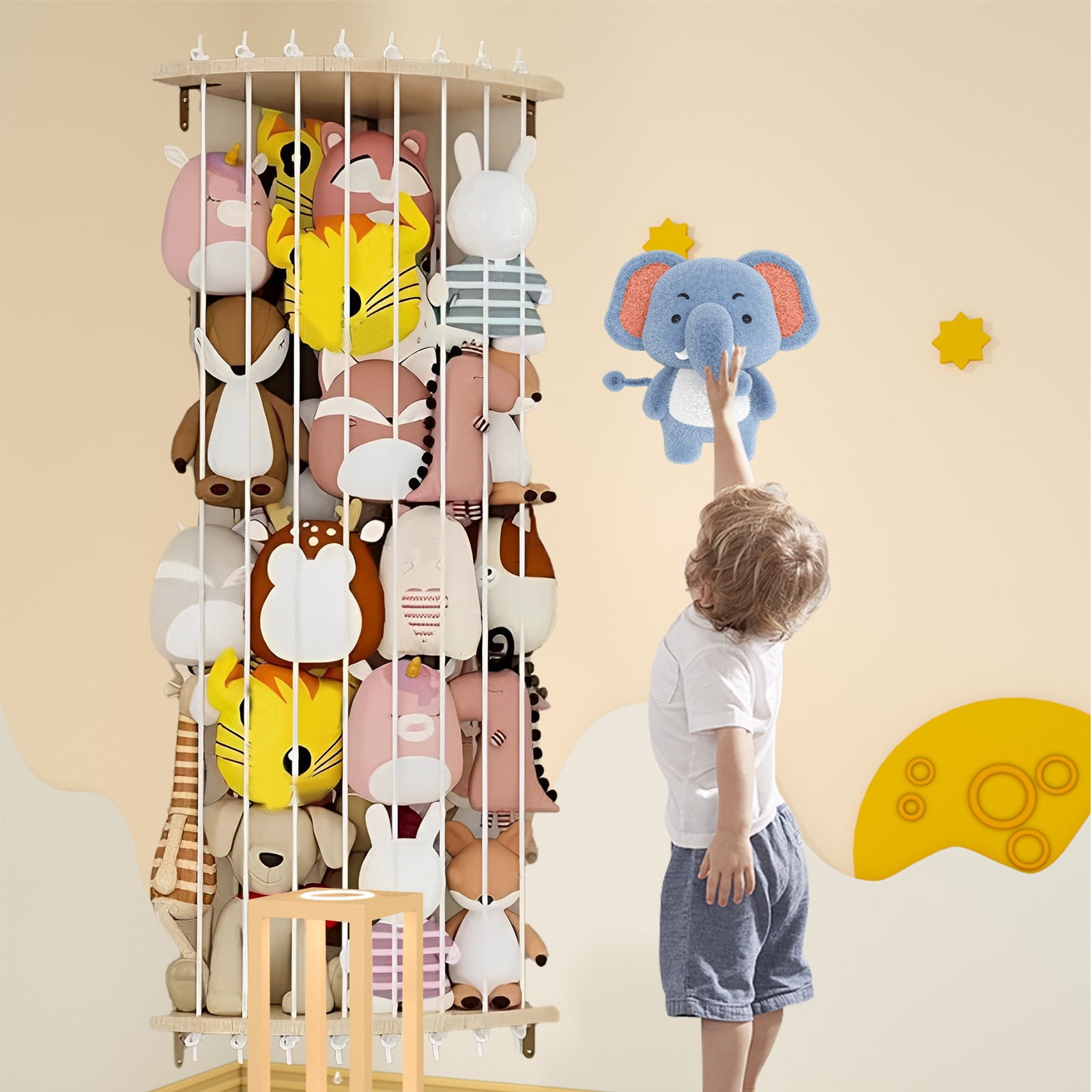 Generisch - Grande contenitore per animali di peluche, con coperchio con chiusura lampo, organizer per giocattoli, per bambini, colore rosa, 150 cm