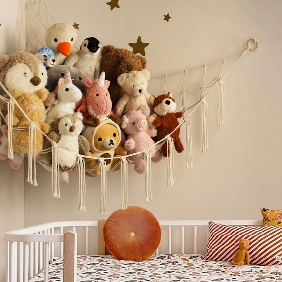 Stuffed Animal Storage Hammock or Net - Toy Hammock Net for Stuffed Animals Corner - Hanging Stuff Animal Organizer Holder Ideas for Plush Plushie Display