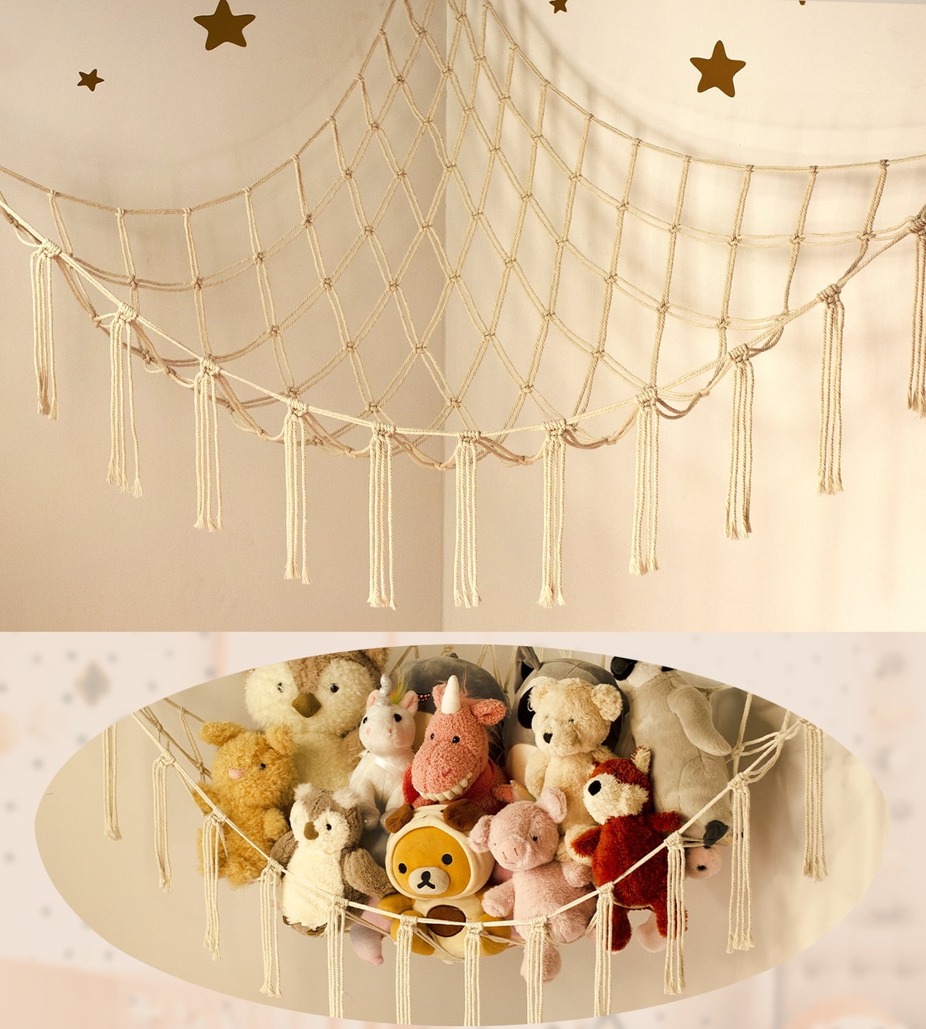 MIROLAM Stuffed Animal Storage Hammock or Net - Toy Hammock Net for Stuffed Animals Corner - Hanging Stuff Animal Organizer Holder Ideas for Plush Plushie Display