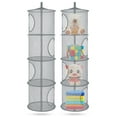 thumbnail image 1 of Stuffed Animal Storage Mesh Hanging Storage Space Saver Bags Organizer,Foldable Storage Organizer 4 Compartments Toy Storage Basket for Kids Room Bathroom 2 Sets GRAY, 1 of 6