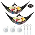 thumbnail image 1 of Stuffed Animal Storage Net,Set of 2,Toy Organizer Hammock 83*59*59in Black 7mm Mesh Toy  Nets(Black), 1 of 6