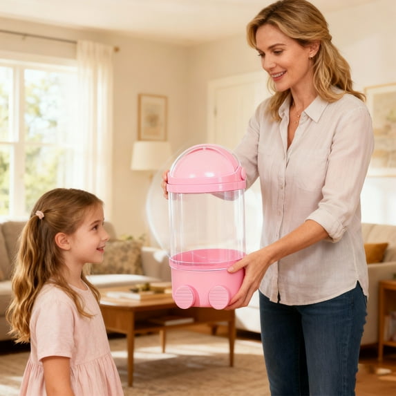 Stuffed Animal Storage Tube 2026 Animal Storage Bag Transparent Stuffed Animals Large Doll Display with Lid Middle Pink 38 In