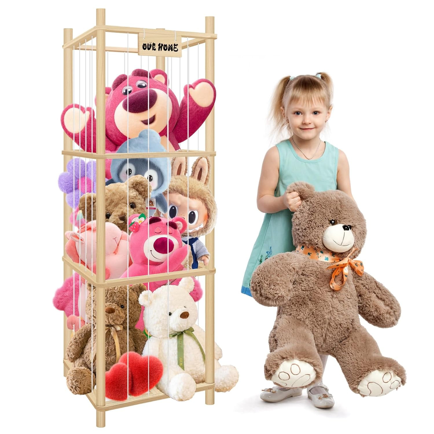 Stuffed Animal Storage Tube,Wood Stuffed Animal Zoo Holder, Large ...