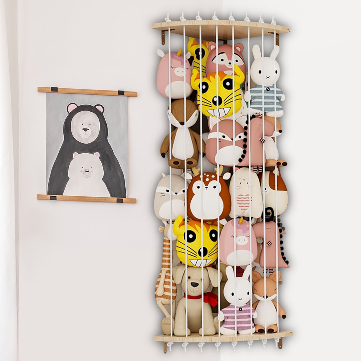 BELOVE Adjustable Plush and Dolls Toys Shelf Organizer Storage for Kids