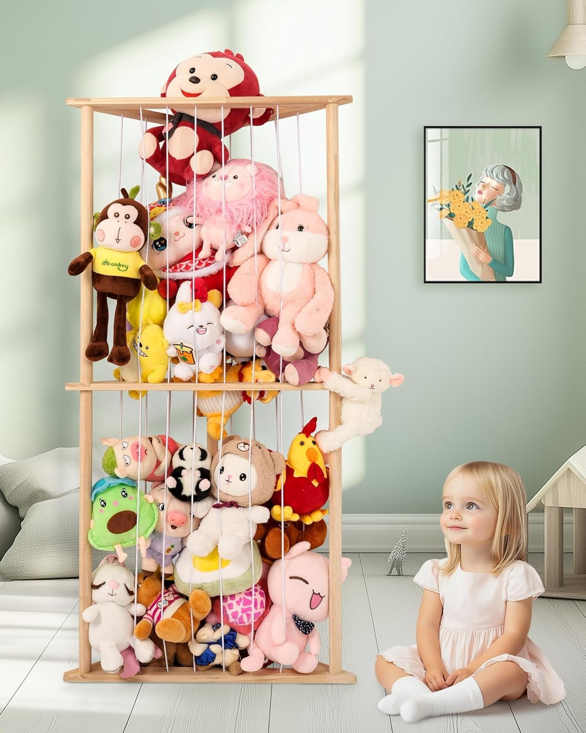 Stuffed Animal Zoo, Triangle Shaped Large Stuffed Animal Storage for ...