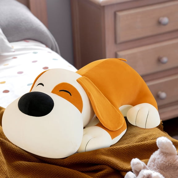 Stuffed Animals Clearance! Kabnic Very Soft Dog Hugging Body Pillow Large Puppy Stuffed Animals Soft Cuddle Shiba Inu Corg Brown Yellow