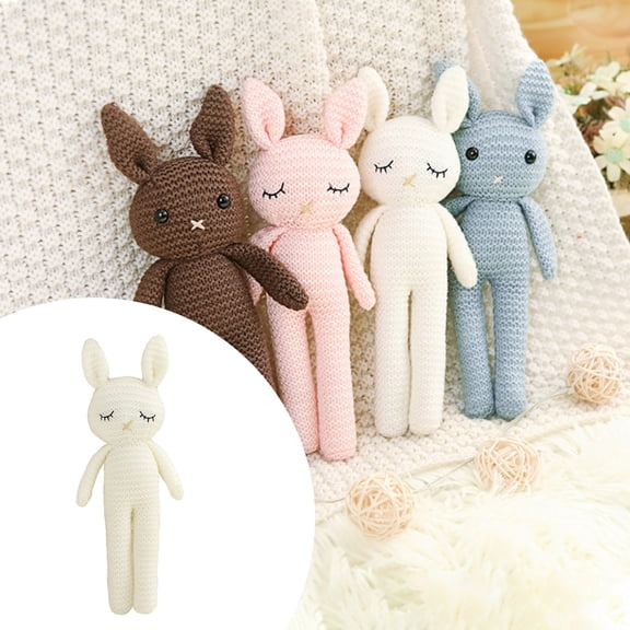 Stuffed Animals Friend For Play Cuddle And Sleep Handmade Knitted Crochet Great Toy For Baby And Kids, 22 cm, White