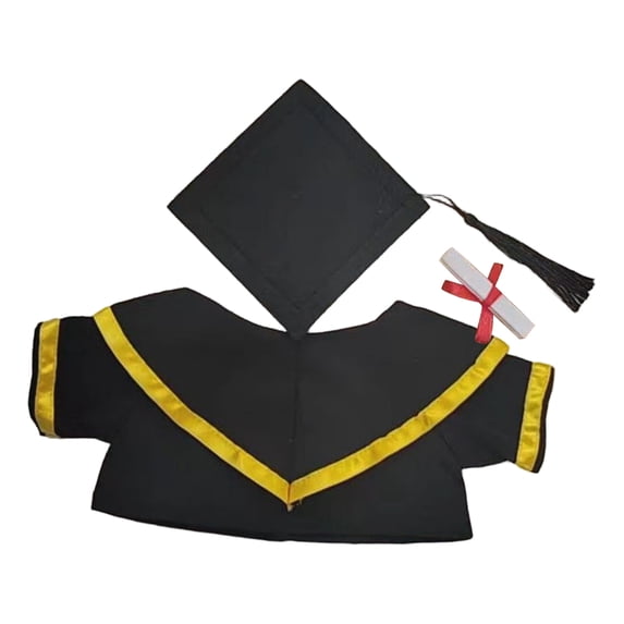 Stuffed Animals Graduation Outfit Fits 10 to 12 Inch Plush Stuffed Animals Black Satin Ribbon Graduation Cap Gown and Diploma for Mini Stuffed Animals Bears