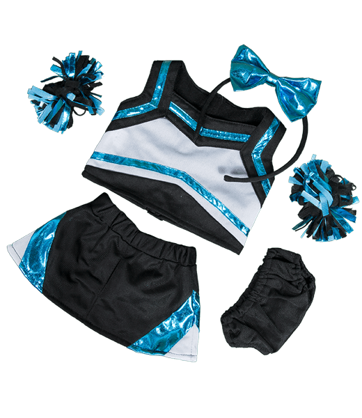 Metallic Teal & Black Cheerleader Teddy Bear Clothes Outfit Fits Most