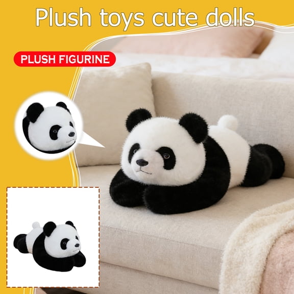 Stuffed Animas Adorable Laying Panda Plush Toy 12" Super Soft Cuddly Comforting Huggable Stress Relief Gift for Home Decor Bedroom Accessory Office Desk
