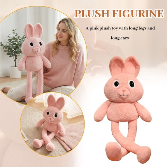 Stuffed Animas Adorable Pink Long Ear Plush Toy 31" Soft Cuddly Comforting Huggable Relaxation Gift for Home Decor Bedroom Accessory